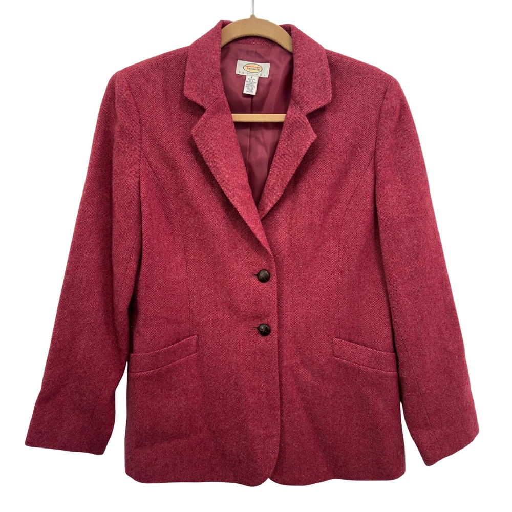 Talbots Vintage‎ 90s 100% Wool Textured 2-Button Blazer Magenta Petite 6P